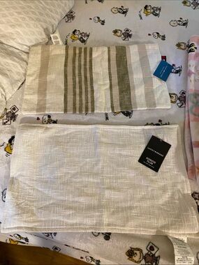 Lucky Brand Cream and Olive Stripe Accent Pillow Covers - Set of 2